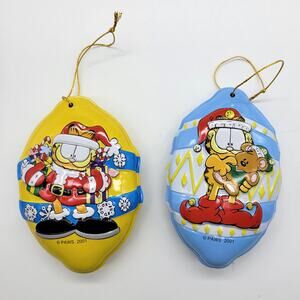 Garfield Tin Christmas Tree Ornaments Vintage 2001